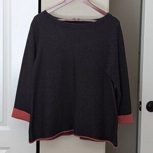 Nanette Lepore Sweater - Charcoal Gray with Coral Trim
